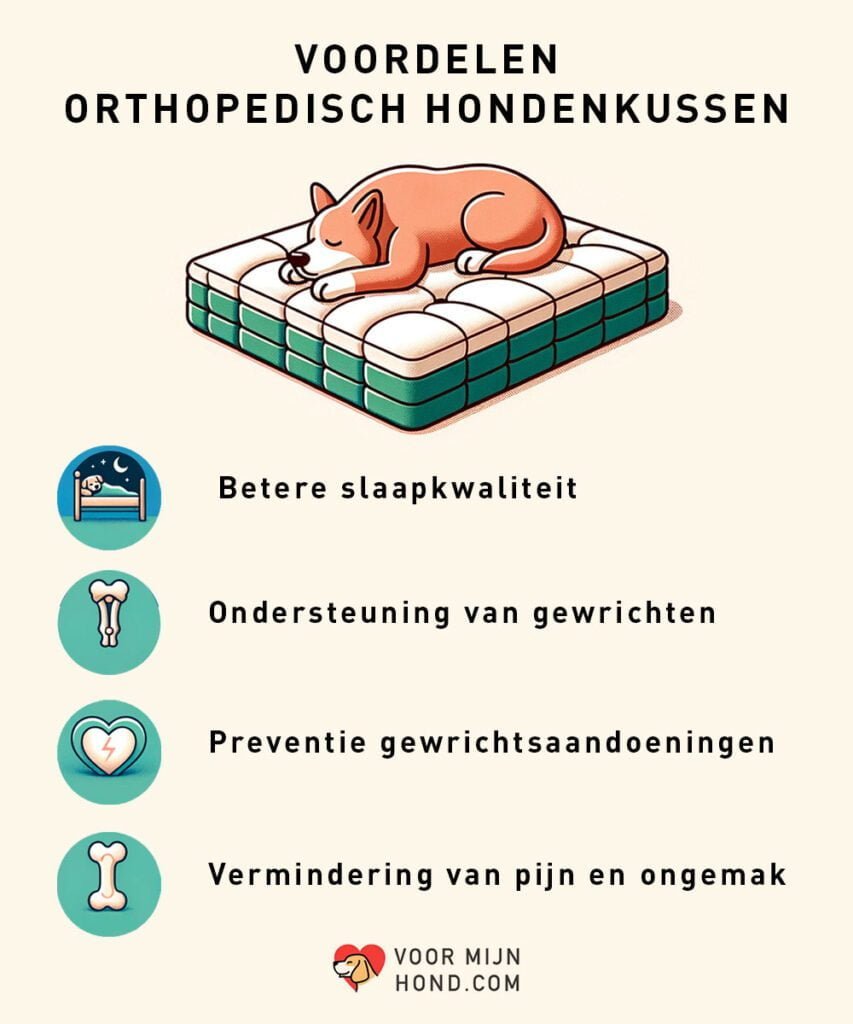 infographic over de voordelen van een orthopedisch hondenkussen
